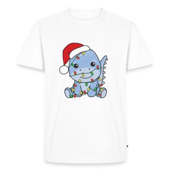 Dino Christmas Winter Animals Dino - Men's Premium Organic T-Shirt - white - Front - Nico (187cm)