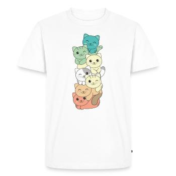 Genderfloren Flag Pride LGBTQ Cat Tower - Men's Premium Organic T-Shirt - white - Front - Nico (187cm)