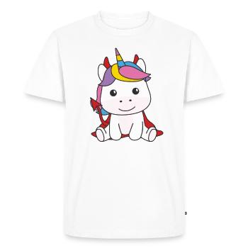 Licorne Joyeux costume de diable d’Halloween - T-shirt Premium bio Homme - blanc - Devant - Nico (187cm)