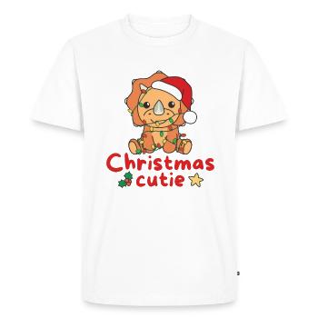 Triceratops Weihnachten Dinos Christmas Cutie - Men's Premium Organic T-Shirt - white - Front - Nico (187cm)