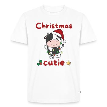 Vache Noël Vaches Mignon de Noël - T-shirt Premium bio Homme - blanc - Devant - Nico (187cm)