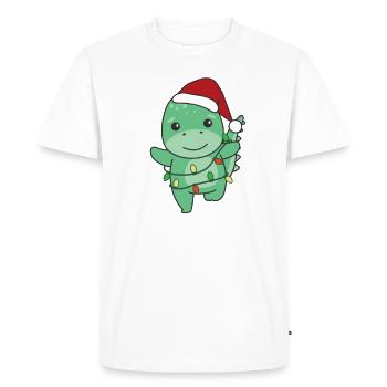 Dino Christmas Winter Animals Dinos - Men's Premium Organic T-Shirt - white - Front - Nico (187cm)