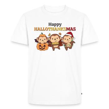 Joyeux Hallothanksmas Singe de Noël Singe - T-shirt Premium bio Homme - blanc - Devant - Nico (187cm)