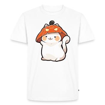 Chat Happy Halloween Costume de Citrouille - T-shirt Premium bio Homme - blanc - Devant - Nico (187cm)
