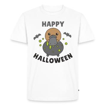 Ornithorynque Joyeux chaudron d’Halloween - T-shirt Premium bio Homme - blanc - Devant - Nico (187cm)
