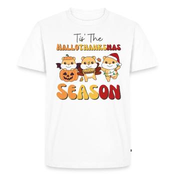 Tis' the Hallothanksmas Season Hamster - Men's Premium Organic T-Shirt - white - Front - Nico (187cm)