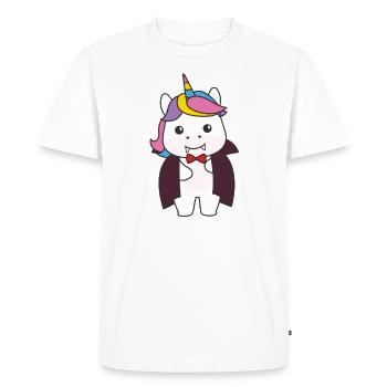 Unicorn Happy Halloween Cute Vampire Costume - Men's Premium Organic T-Shirt - white - Front - Nico (187cm)