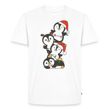 Pingouin Arbre de Noël Animaux de Noël Pingouins - T-shirt Premium bio Homme - blanc - Devant - Nico (187cm)