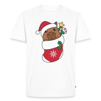 Capybara Noël Neige Hiver Animaux Capybara - T-shirt Premium bio Homme - blanc - Devant - Nico (187cm)