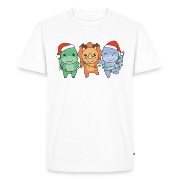 Dino Christmas Winter Animals Dino - Men's Premium Organic T-Shirt - white - Front - Nico (187cm)