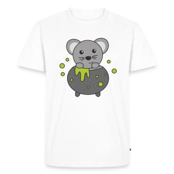 Mouse Happy Halloween Witch's Cauldron Bat - Men's Premium Organic T-Shirt - white - Front - Nico (187cm)