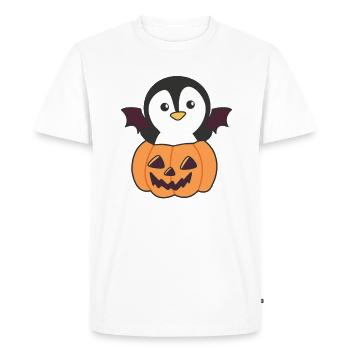 Penguin Halloween Pumpkin Bat Costume - Men's Premium Organic T-Shirt - white - Front - Nico (187cm)