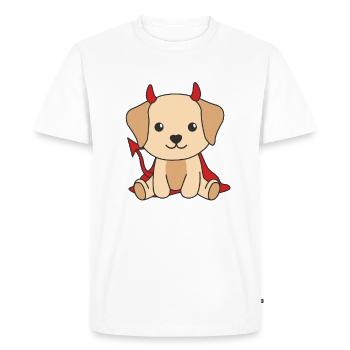 Labrador Happy Halloween Devil Costume - Men's Premium Organic T-Shirt - white - Front - Nico (187cm)