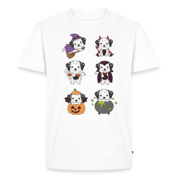 Dalmatian Halloween Witch Devil Pumpkin Vampier - Men's Premium Organic T-Shirt - white - Front - Nico (187cm)