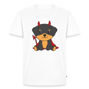 Rottweiler Happy Halloween Devil Costume - Men's Premium Organic T-Shirt - white - Front - Nico (187cm)
