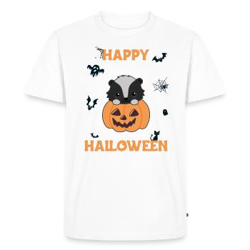 Skunk Citrouille Mignon Skunk Joyeux Halloween - T-shirt Premium bio Homme - blanc - Devant - Nico (187cm)