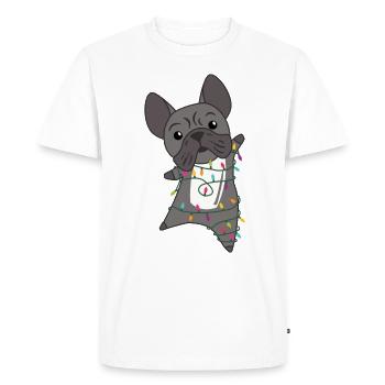 Bouledogue Français Noël Neige Hiver Animaux - T-shirt Premium bio Homme - blanc - Devant - Nico (187cm)