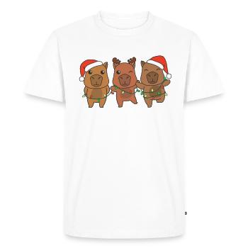 Capybara Noël Hiver Animaux Capybara - T-shirt Premium bio Homme - blanc - Devant - Nico (187cm)
