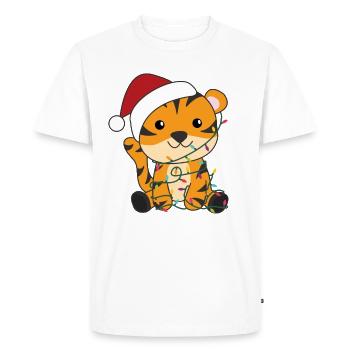 Tigre, Noël, Neige, Hiver, Animaux, Tigre - T-shirt Premium bio Homme - blanc - Devant - Nico (187cm)