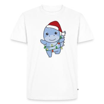 Dino Christmas Winter Animals Dinos - Men's Premium Organic T-Shirt - white - Front - Nico (187cm)