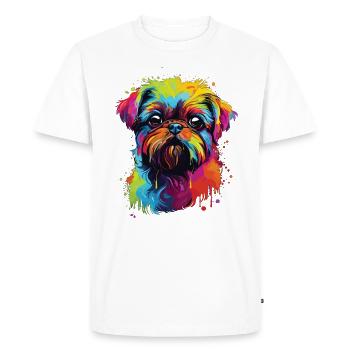 Aquarelle colorée Griffons nains belges - T-shirt Premium bio Homme - blanc - Devant - Nico (187cm)