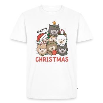 Sapin de Noël en alpaga Joyeux Noël - T-shirt Premium bio Homme - blanc - Devant - Nico (187cm)