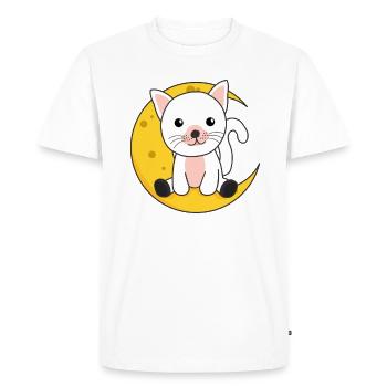 Chat de la lune Animaux mignons pour les enfants pour la nuit - T-shirt Premium bio Homme - blanc - Devant - Nico (187cm)