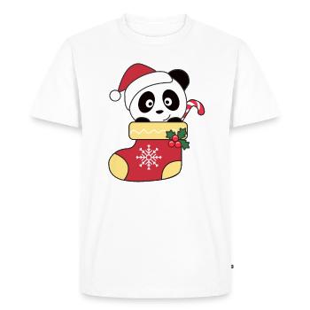 Panda Noël Neige Hiver Animaux Pandas - T-shirt Premium bio Homme - blanc - Devant - Nico (187cm)