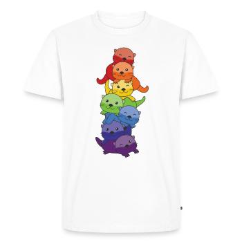 Loutre arc-en-ciel Loutre mignonne colorée pour les enfants - T-shirt Premium bio Homme - blanc - Devant - Nico (187cm)