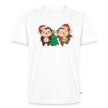 Monkey, Christmas, Winter, Animals, Monkeys - Men's Premium Organic T-Shirt - white - Front - Nico (187cm)