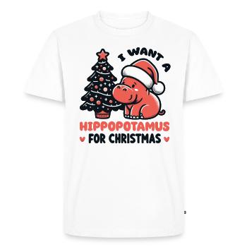 I Want A Hippo For Christmas Cute Hippos - Men's Premium Organic T-Shirt - white - Front - Nico (187cm)