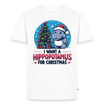 I Want A Hippo For Christmas Cute Hippos - Men's Premium Organic T-Shirt - white - Front - Nico (187cm)