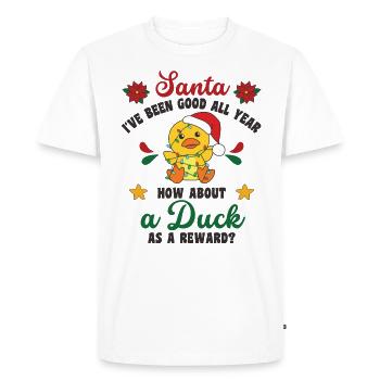 Je veux un canard pour Noël canards mignons - T-shirt Premium bio Homme - blanc - Devant - Nico (187cm)
