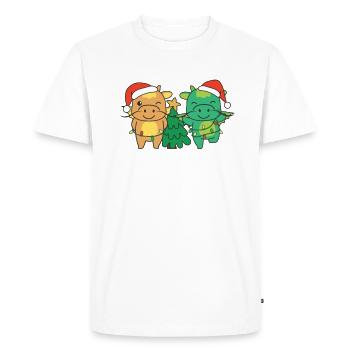 Dragon Noël Hiver Animaux Dragon - T-shirt Premium bio Homme - blanc - Devant - Nico (187cm)