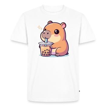 Kawaii Capybaras Bubble Tea Boba Capybara - T-shirt Premium bio Homme - blanc - Devant - Nico (187cm)