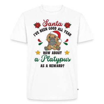 Je veux un ornithorynque pour Noël - T-shirt Premium bio Homme - blanc - Devant - Nico (187cm)