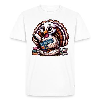 Thanksgiving Reading Turkey Booklover Book - Men's Premium Organic T-Shirt - white - Front - Nico (187cm)