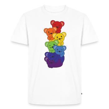 Drapeau arc-en-ciel fierté LGBTQ mignon souris pile - T-shirt Premium bio Homme - blanc - Devant - Nico (187cm)
