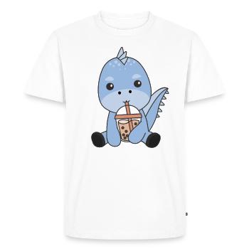 Dino Bubble Tea Dinos Animaux Mignons - T-shirt Premium bio Homme - blanc - Devant - Nico (187cm)
