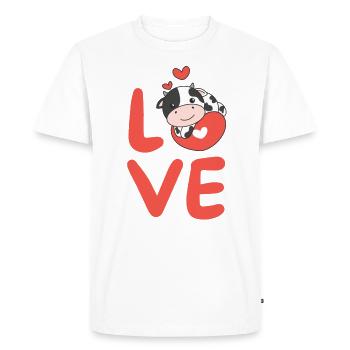 Vache Saint-Valentin Animaux mignons Coeurs Amour - T-shirt Premium bio Homme - blanc - Devant - Nico (187cm)