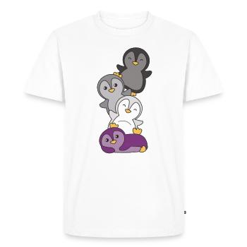 Asexual Flag Pride LGBTQ Cute Penguin Bunch - Men's Premium Organic T-Shirt - white - Front - Nico (187cm)