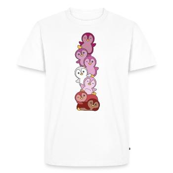 Rouge à lèvres Lesbienne Drapeau Pride LGBTQ Pingouin mignon - T-shirt Premium bio Homme - blanc - Devant - Nico (187cm)
