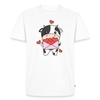 Vache pour la Saint-Valentin Animaux mignons avec des cœurs - T-shirt Premium bio Homme - blanc - Devant - Nico (187cm)