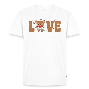 Cerf pour la Saint-Valentin Animaux mignons avec amour des cœurs - T-shirt Premium bio Homme - blanc - Devant - Nico (187cm)
