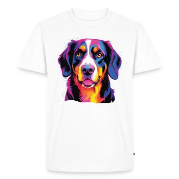 Watercolor Colorful Entlebucher Mountain Dog - Men's Premium Organic T-Shirt - white - Front - Nico (187cm)