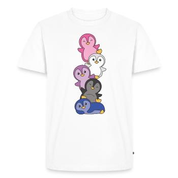 Genderfluid Drapeau Fierté LGBTQ Pingouin mignon - T-shirt Premium bio Homme - blanc - Devant - Nico (187cm)