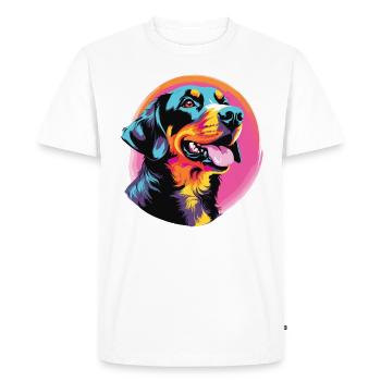 Watercolor Colorful Entlebucher Mountain Dog - Men's Premium Organic T-Shirt - white - Front - Nico (187cm)