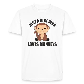 Just a girl who loves monkeys- cute monkey - Men's Premium Organic T-Shirt - white - Front - Nico (187cm)