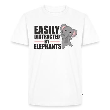 Facilement distrait par les éléphants - éléphant mignon - T-shirt Premium bio Homme - blanc - Devant - Nico (187cm)
