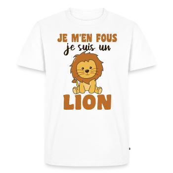 Je m’en fous je suis un lion - sweet lion - T-shirt Premium bio Homme - blanc - Devant - Nico (187cm)